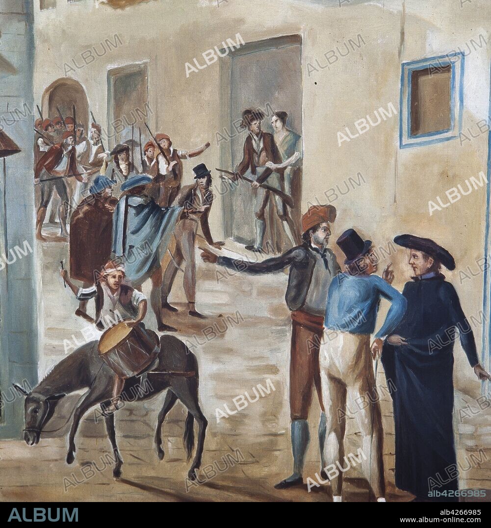 FRANCESC CUIXART I BARJAU. Guerra del Francés, siglo XIX. Llegada  del sumado del santo Pedor a Manresa. Museo comarcal Manresa.
