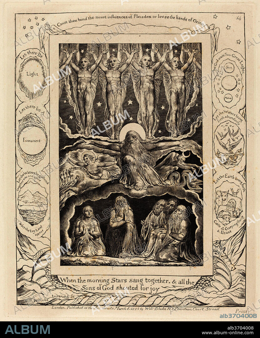 WILLIAM BLAKE. The Creation. Dated: 1825. Medium: engraving on India paper.