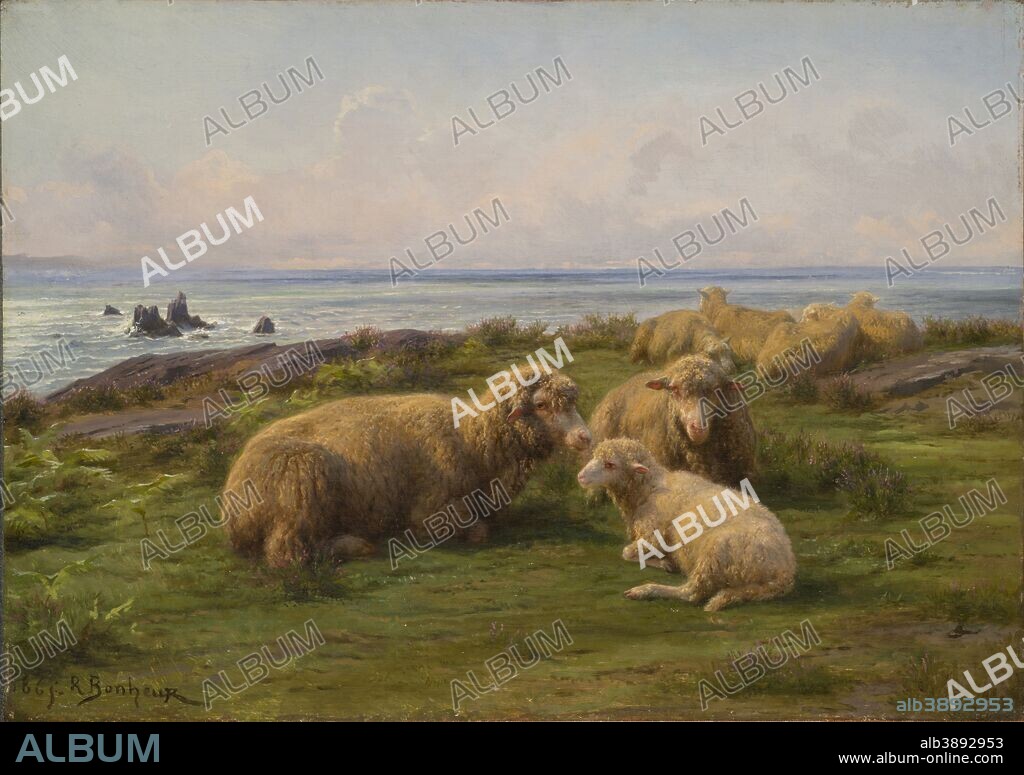 ROSA BONHEUR. Sheep by the Sea. Date/Period: 1865. Oil on cradled panel. Height: 12.7 in (32.3 cm); Width: 18 in (45.7 cm).