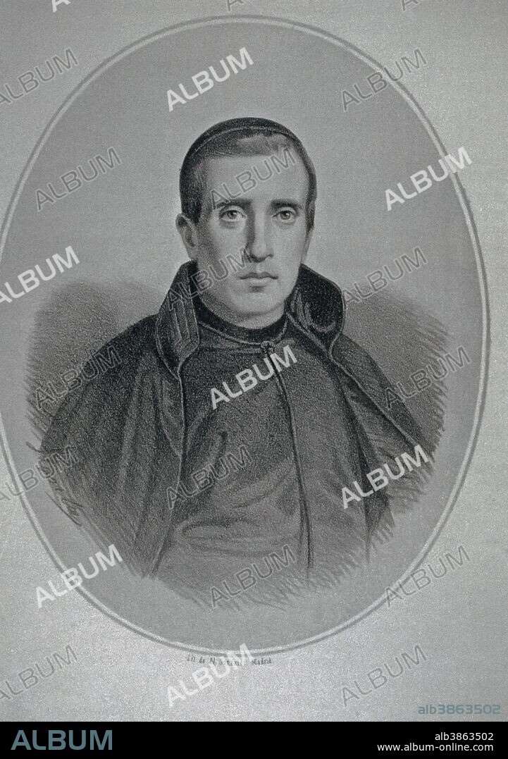 JAIME BALMES. SACERDOTE , PERIODISTA Y FILOSOFO ESPAÑOL . 1810 - 1848. GRABADO RETRATO DE LLANTA. BIBLIOTECA NACIONAL .MADRID.