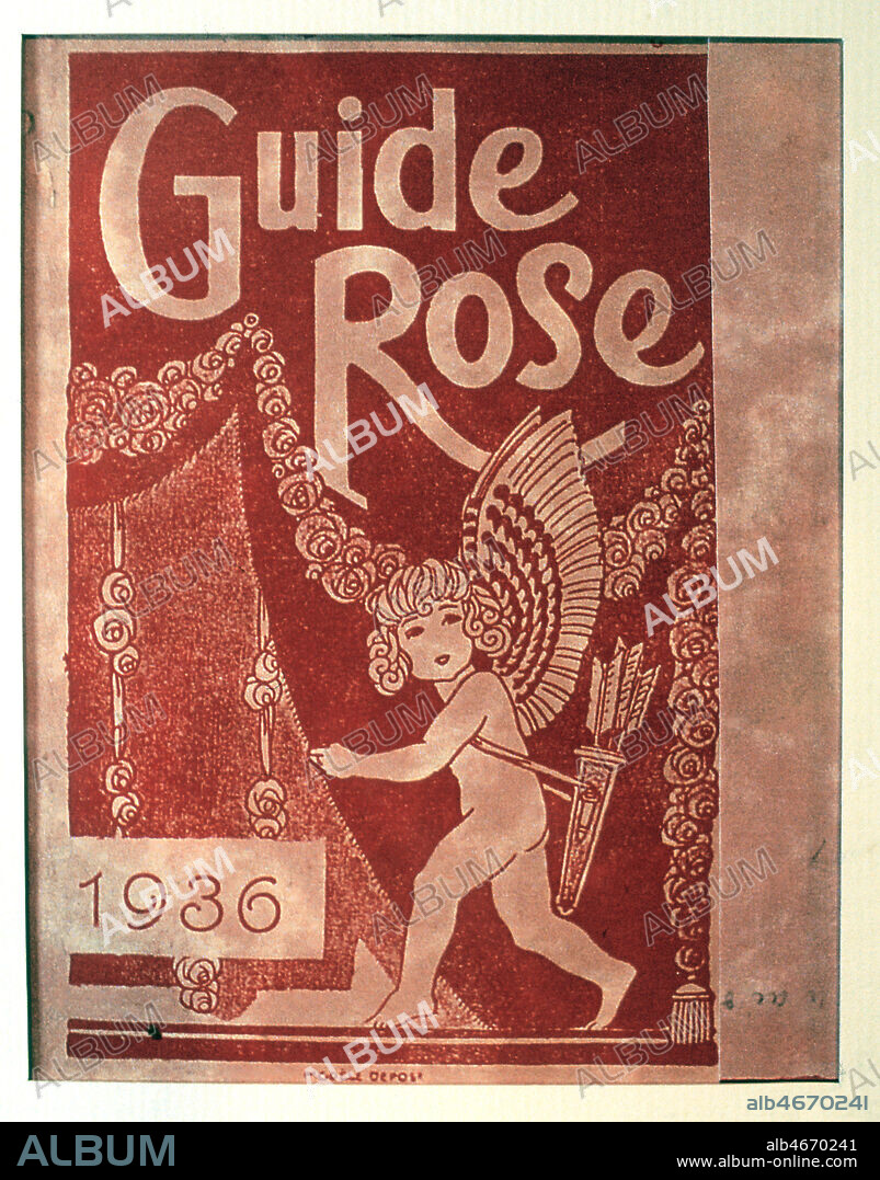 Guide rose de 1936: annuaire indicateur des maisons closes et salons de societe, maisons de massages et de rendez-vous de Paris, province et colonies. Musee de l'erotisme. Credit : Photo Sylvain AGEORGES/KHARBINE-TAPABOR.