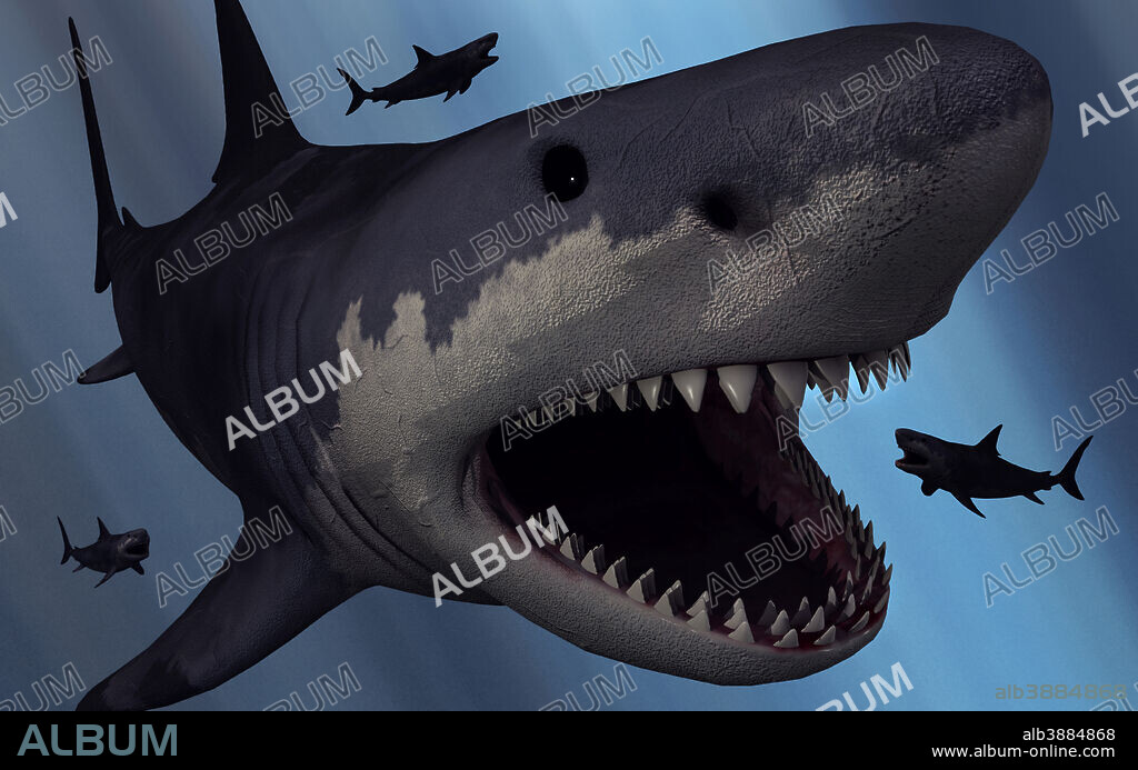 A giant 52 foot Megalodon shark that lived during the Cenozoic Era. Also known as the original Jaws. It is thought to be long extinct, yet there have been modern day claims of sightings of the beast, whose name literally means Big Tooth.
