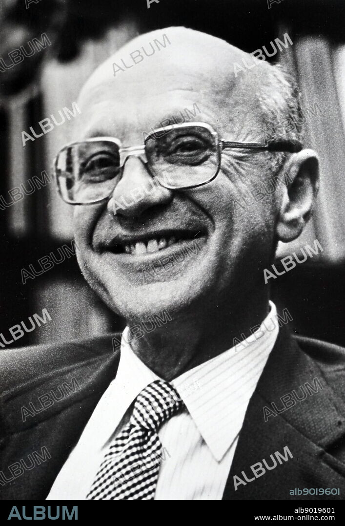 Photograph of Milton Friedman (1912-2006) an American economist who received the 1976 Nobel Memorial Prize in Economic Sciences. Dated 20th century.