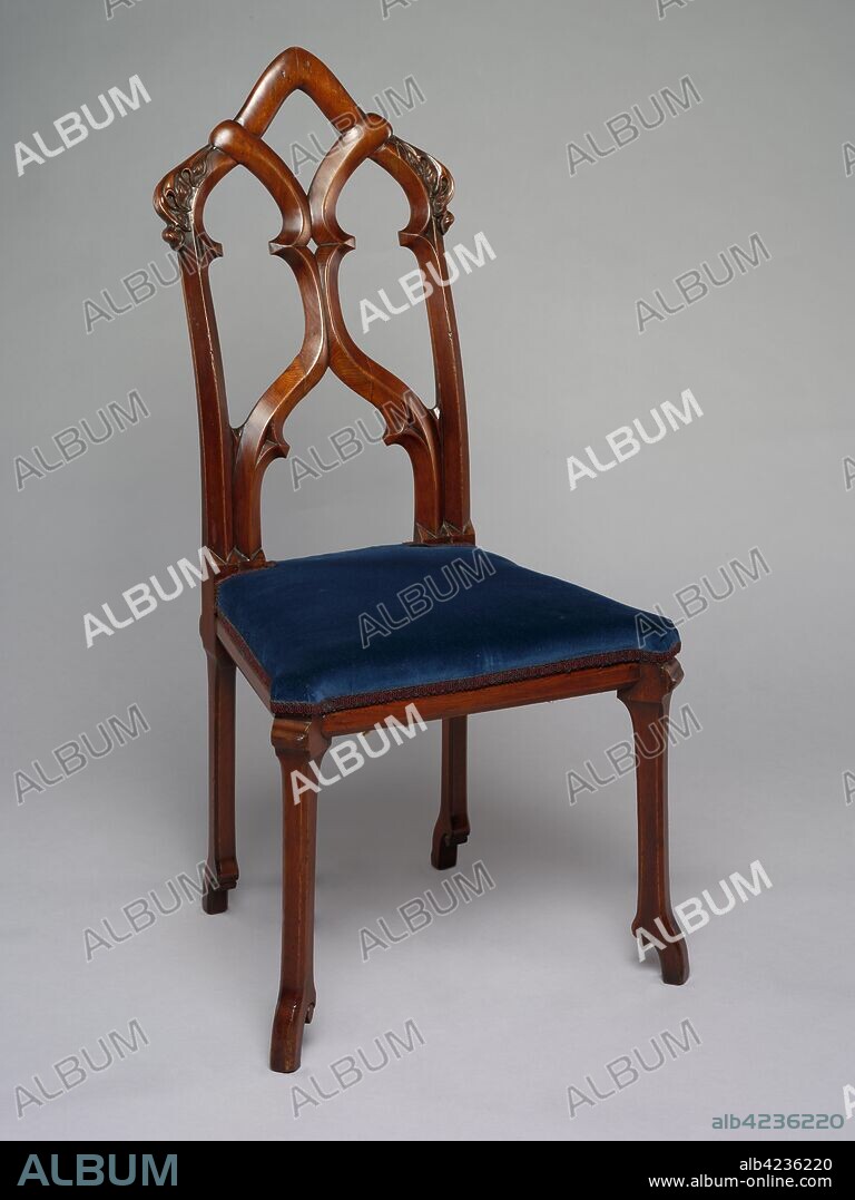 Side Chair: Gothic Revival Style, c. 1858. Alexander Jackson Davis (American, 1803-1892), William Burns (American, 1805?-1867). Wood; overall: 99 x 50.2 x 49.9 cm (39 x 19 3/4 x 19 5/8 in.).
