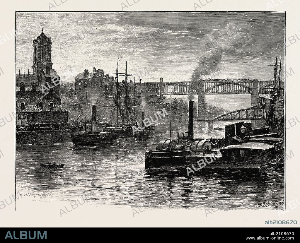 THE HIGH-LEVEL BRIDGE AND GATESHEAD, UK. Gateshead is a town in Tyne and Wear, England, and is the main settlement in the Metropolitan Borough of Gateshead. Historically a part of County Durham, now the county of Tyne and Wear, along with South Tyneside it lies on the southern bank of the River Tyne opposite Newcastle upon Tyne and together they form the urban core of Tyneside.