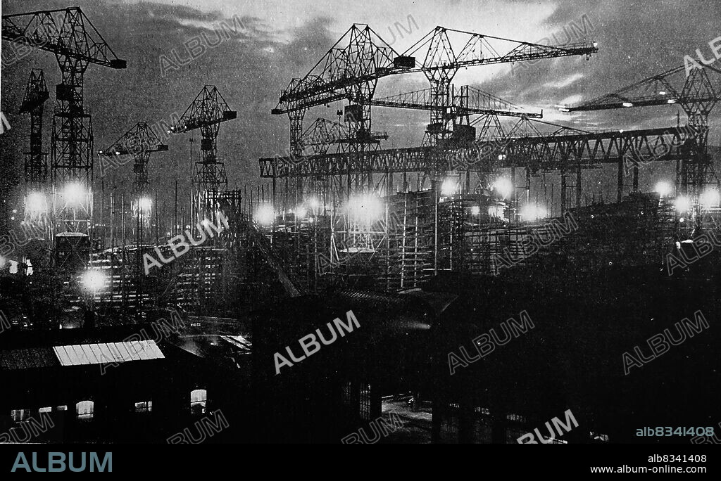 Harland & Wolff shipyard in Belfast, Northern Ireland, 1950. Harland & Wolff is famous for having built the majority of the ocean liners for the White Star Line. Well-known ships built by Harland & Wolff include the Olympic-class trio: RMS Titanic, RMS Olympic and HMHS Britannic, the Royal Navy's HMS Belfast, Royal Mail Line's Andes, Shaw Savill's Southern Cross, Union-Castle's RMS Pendennis Castle, and P&O's Canberra.