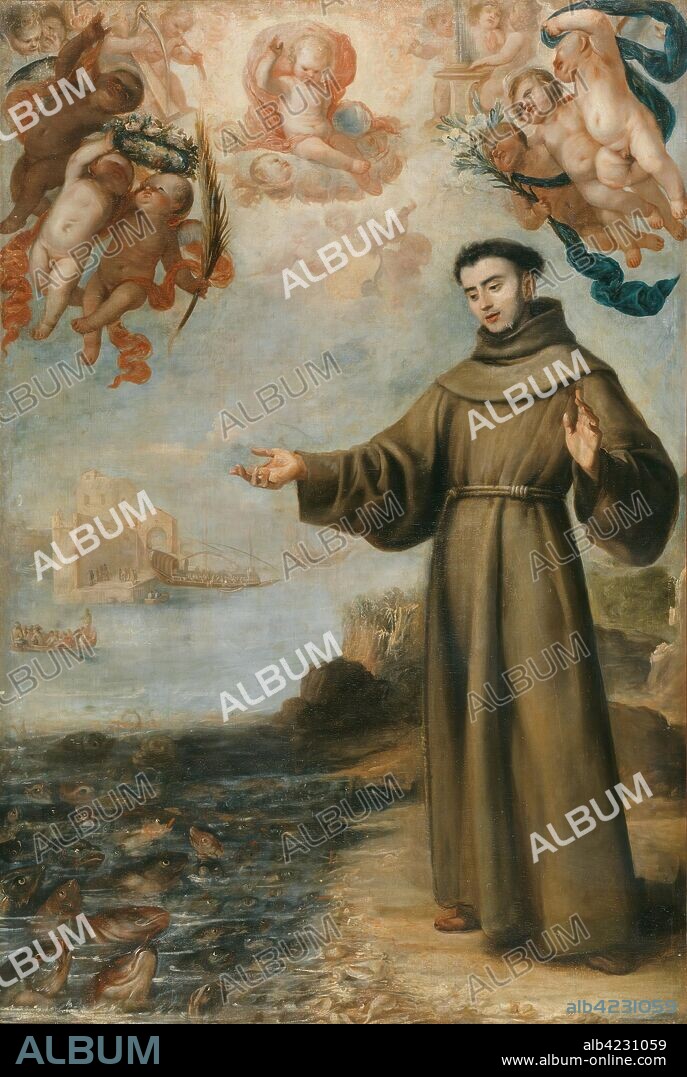 JUAN CARREÑO DE MIRANDA. Juan Carreño de Miranda / 'San Antonio predicando a los peces'. 1646. Óleo sobre lienzo, 249 x 165 cm.