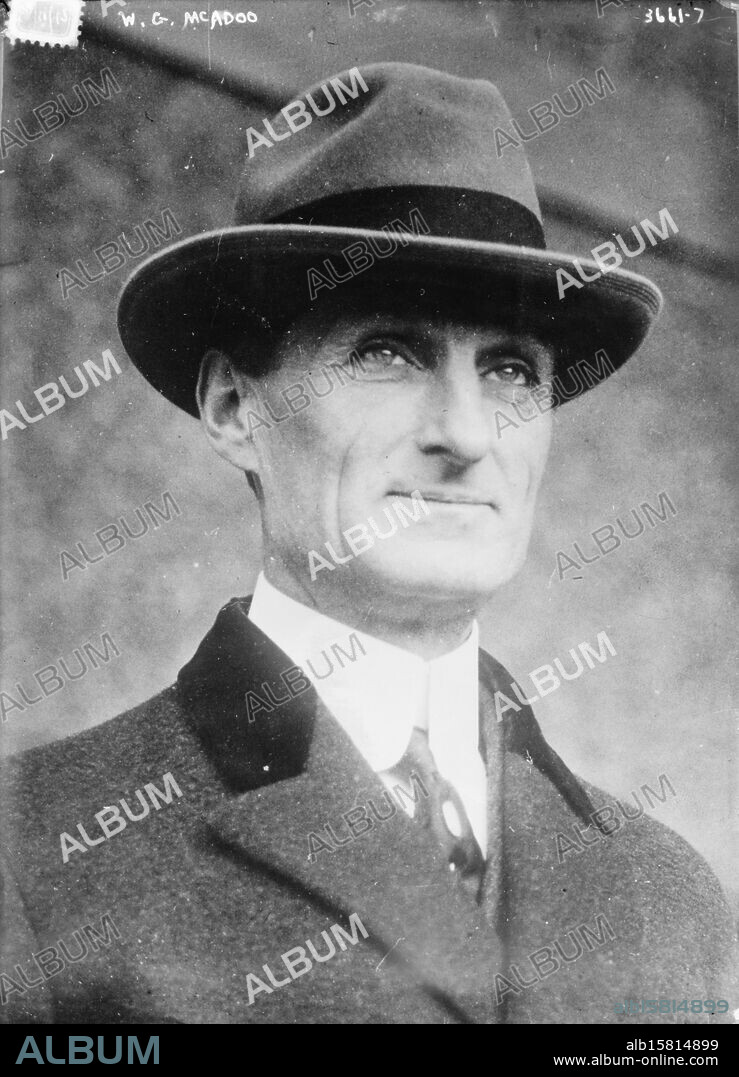 W.G. McAdoo, Photograph shows William Gibbs McAdoo (1863-1941), Secretary of the Treasury in President Woodrow Wilson's cabinet from 1913 to 1918 and husband of Wilson's daughter Eleanor., between ca. 1910 and ca. 1915, Glass negatives, 1 negative: glass.