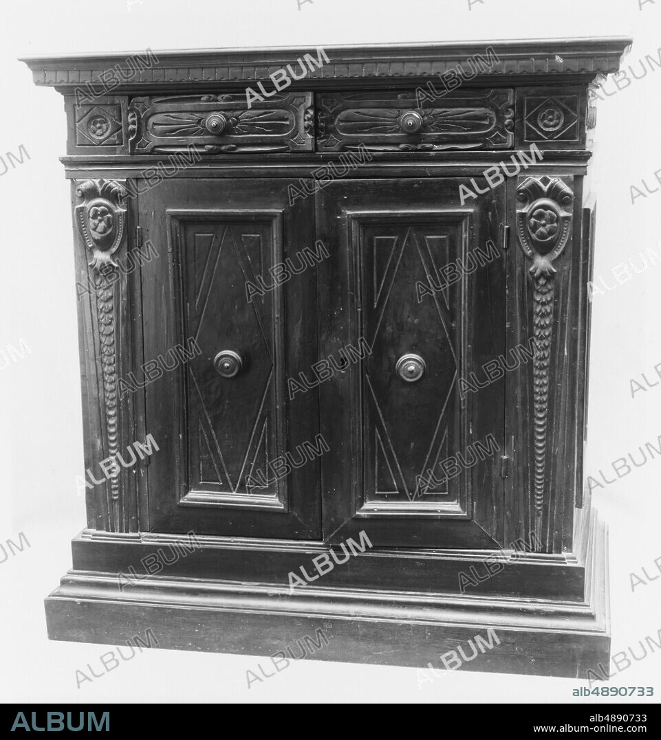 Cabinet (credenza), Italian, Tuscany, second half 16th century, Italian, Tuscany, Walnut, 36 × 35 in. (91.4 × 88.9 cm), Woodwork-Furniture.
