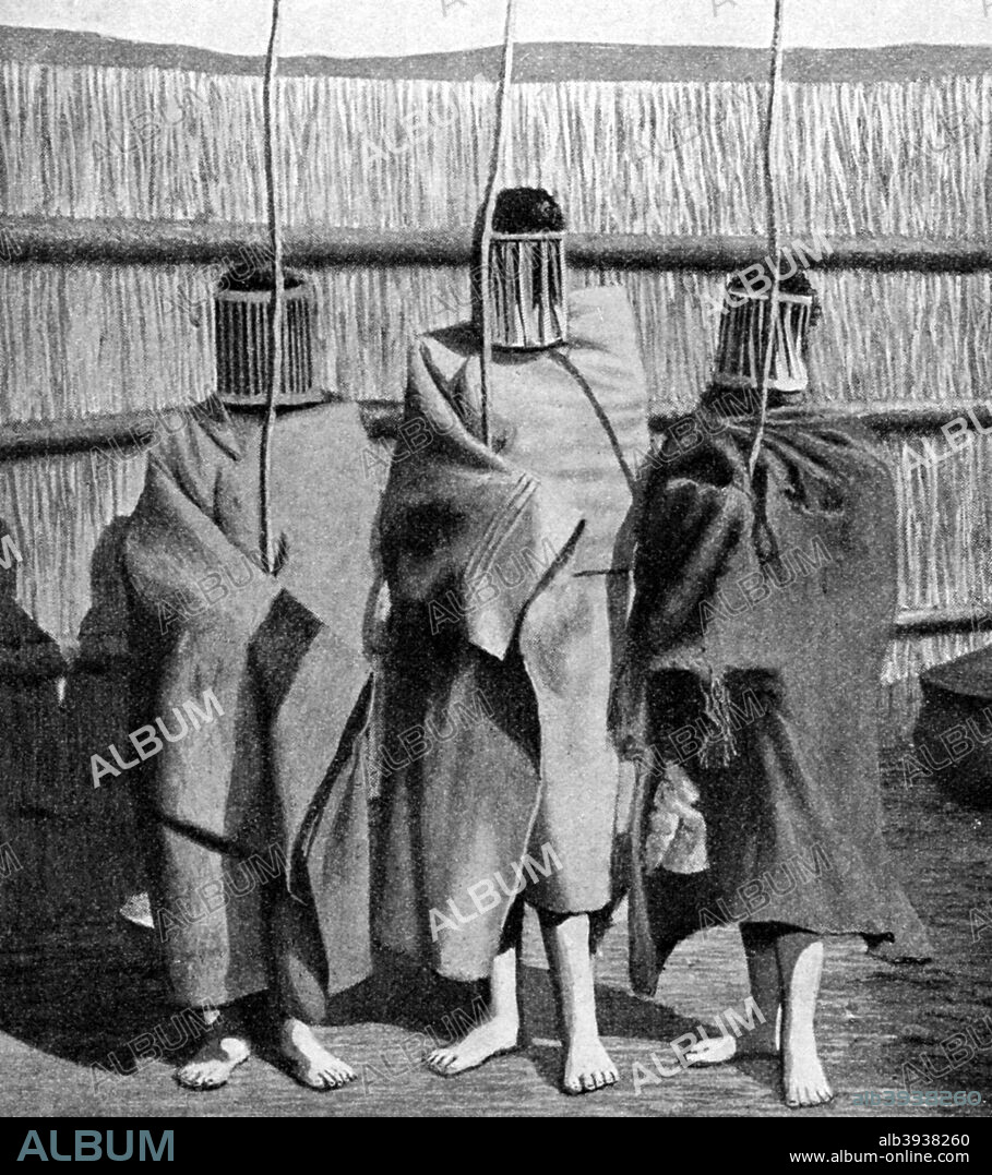 Basuto girl brides during a period of initiation into the adult tribal society, Lesotho, Africa, 1922. From Peoples of All Nations, Their Life Today and the Story of Their Past, volume I: Abyssinia to the British Empire, edited by JA Hammerton and published by the Educational Book Company (London, 1922).