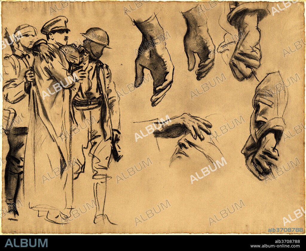 JOHN SINGER SARGENT. Studies for "Gassed". Dated: 1918-1919. Dimensions: sheet: 47.31 × 61.91 cm (18 5/8 × 24 3/8 in.). Medium: charcoal on laid paper.