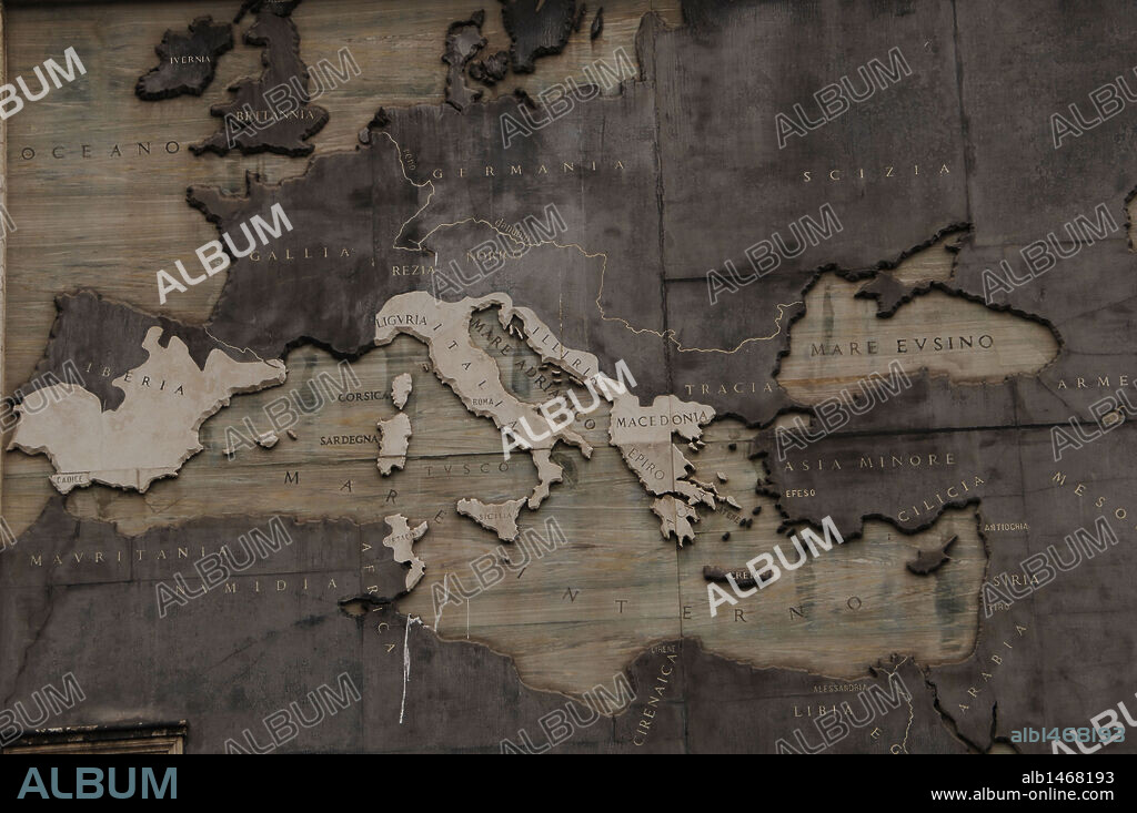 MAPA DEL IMPERIO ROMANO. DEL DOMINIO DE ROMA A LA GUERRA PUNICA. 146 a. C. Via dei Fori Imperiali. Roma. Italia.