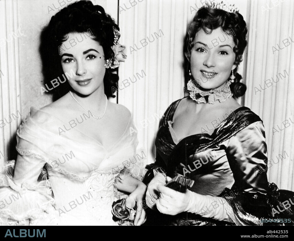 ELIZABETH TAYLOR and ROSEMARY HARRIS in BEAU BRUMMELL, 1954, directed by CURTIS BERNHARDT. Copyright M.G.M.