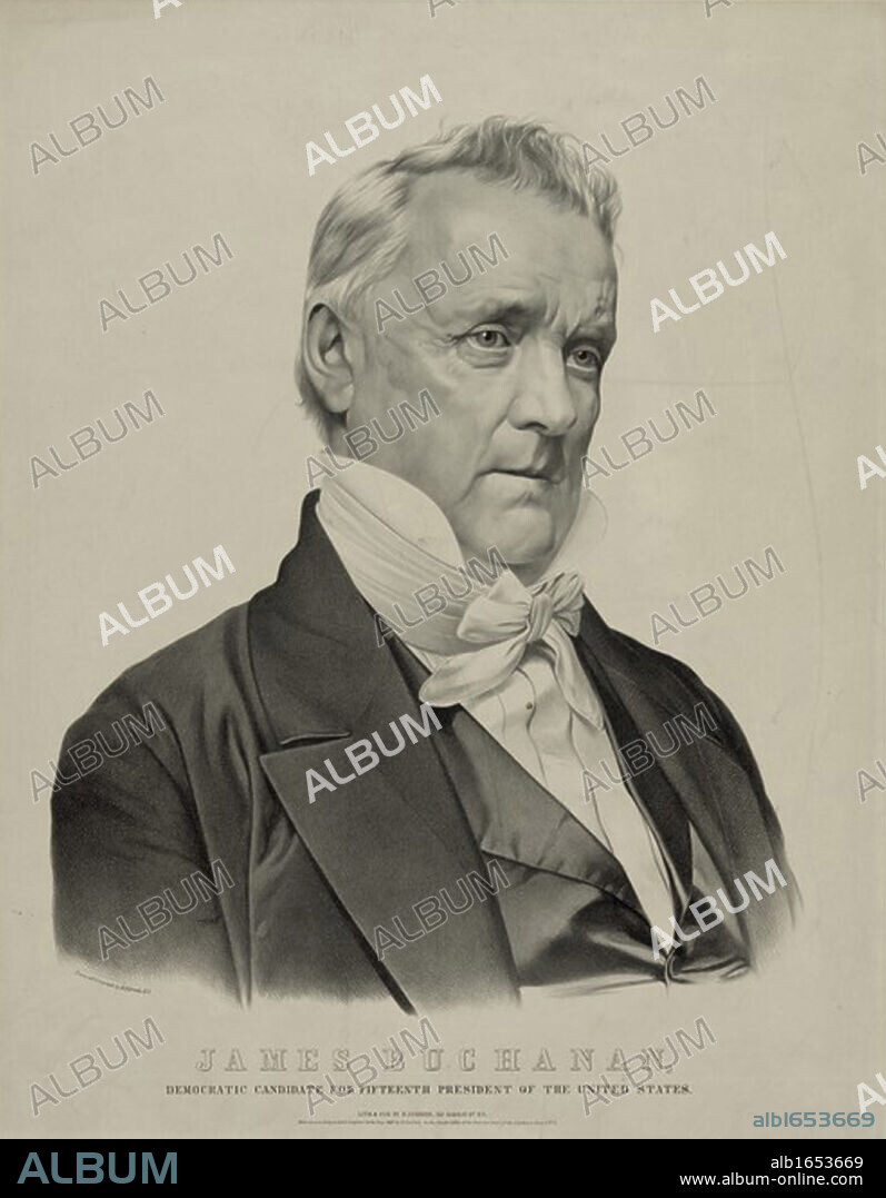 James Buchanan (1791-1868)15th President of the United States of America, 1857-1861.  Lithograph.