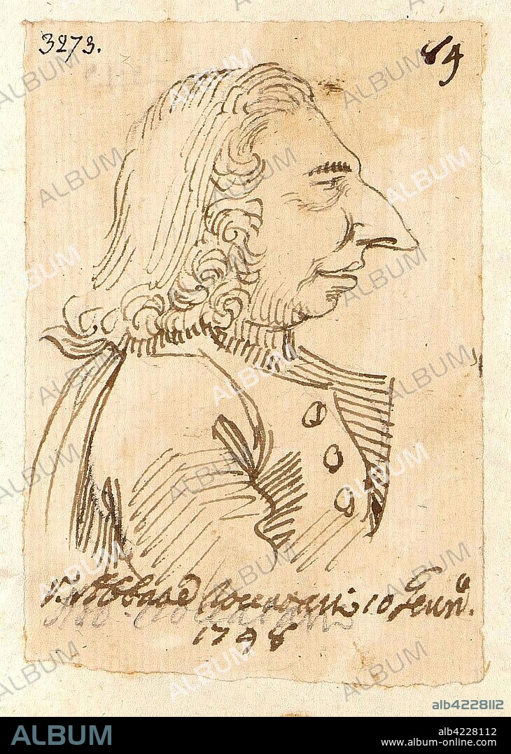 PIER LEONE GHEZZI. 'Caricature Head of a Man with a Long Nose'. Italy, 1748. Dimensions: 9,7x6,8 cm.