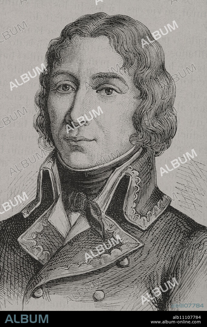 Antoine Richepanse (1770-1802). French general and colonial administrator. Portrait. Engraving. "History of the French Revolution". Volume I, 2nd part, 1879.