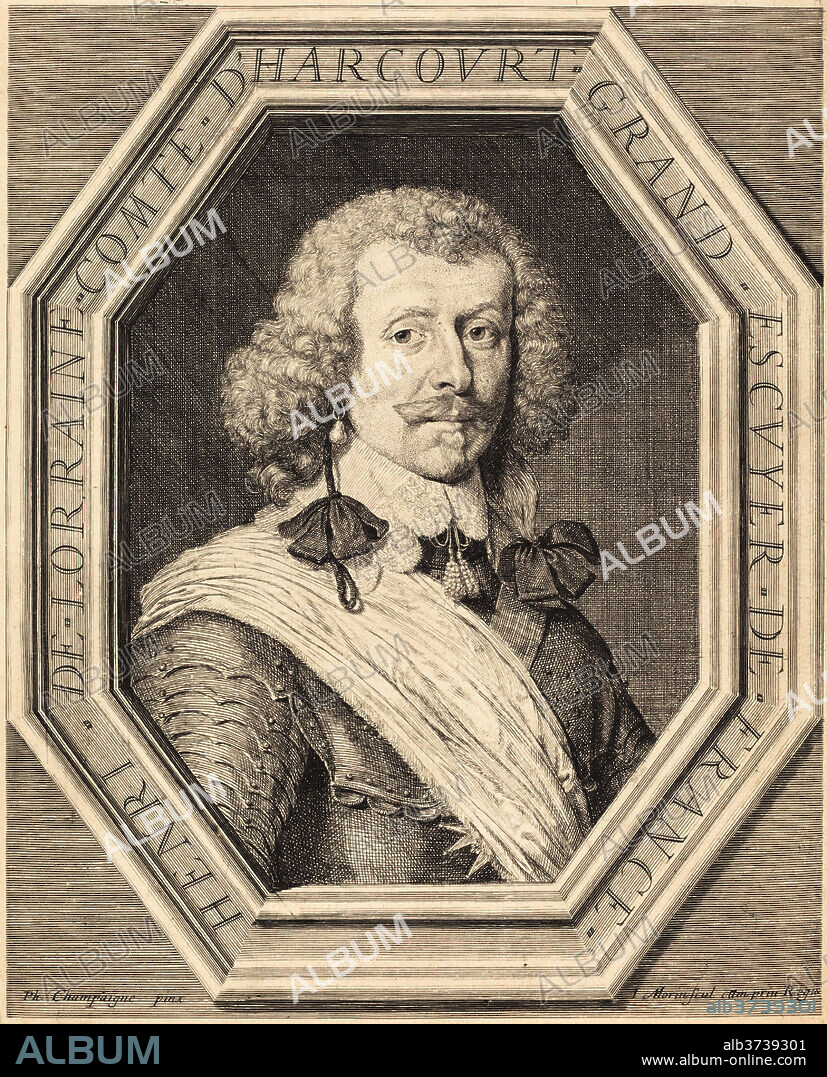 JEAN MORIN AFTER PHILIPPE DE CHAMPAIGNE. Henri de Lorraine, comte d'Harcourt. Dimensions: sheet (trimmed to plate mark): 30.3 x 24.7 cm (11 15/16 x 9 3/4 in.). Medium: etching, engraving, and stippling on laid paper.