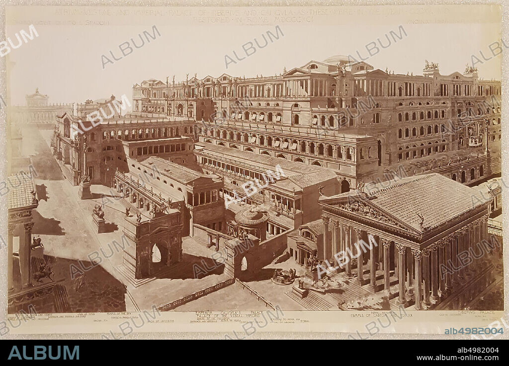 Reconstruction of the Forum Romanum in Rome, made by O.L. Spadoni and V. Benvenuti, photo, paper, albumine print, 38,2 x 25,5 cm, ca. 1895, Italy.