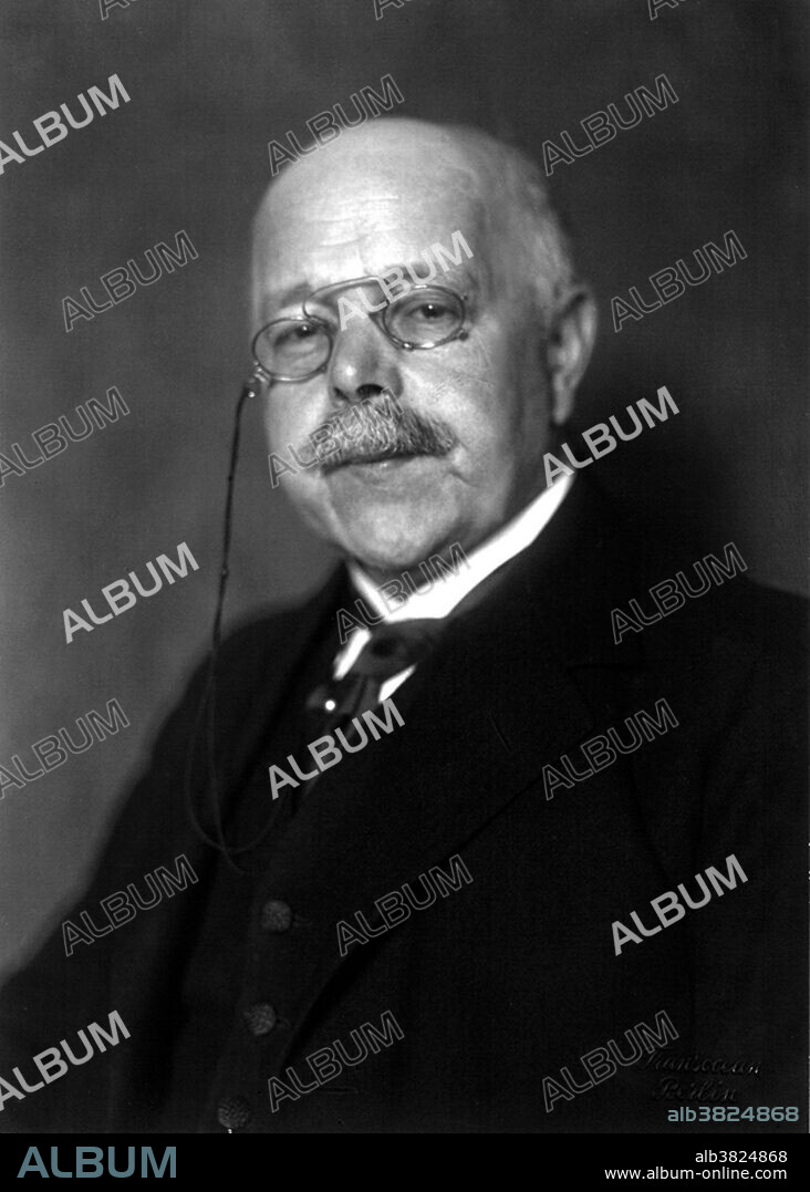 Walther Hermann Nernst (June 25, 1864 - November 18, 1941) was a German physical chemist and physicist. He founded the Institute of Physical Chemistry and Electrochemistry at Gottingen. In 1897 he invented an electric lamp using an incandescent ceramic rod. His invention, known as the Nernst lamp, was the successor to the carbon lamp and the precursor to the incandescent lamp. He researched osmotic pressure and electrochemistry. In 1905, he established the Third law of thermodynamics (which describes the behavior of matter as temperatures approach absolute zero). In 1918, after studying photochemistry, he proposed the atomic chain reaction theory (when a reaction in which free atoms are formed and can decompose molecules into more free atoms which results in a chain reaction). His theory is closely related to the natural process of Nuclear Fission. In 1920, he received the Nobel Prize in chemistry in recognition of his work in thermochemistry. He went on to work in electro-acoustics and astrophysics. He helped establish the modern field of physical chemistry and contributed to electrochemistry, thermodynamics, solid state chemistry and photochemistry. He was a vocal critic of Adolf Hitler and Nazism, and three daughters married Jewish men. In 1933, the rise of Nazism led to the end of his career as a scientist. He died in 1941 at the age of 77.