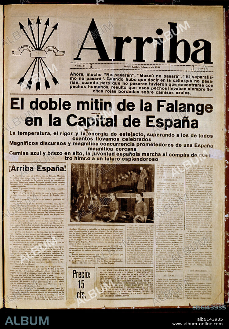 PERIODICO ARRIBA DE FALANGE 1935.