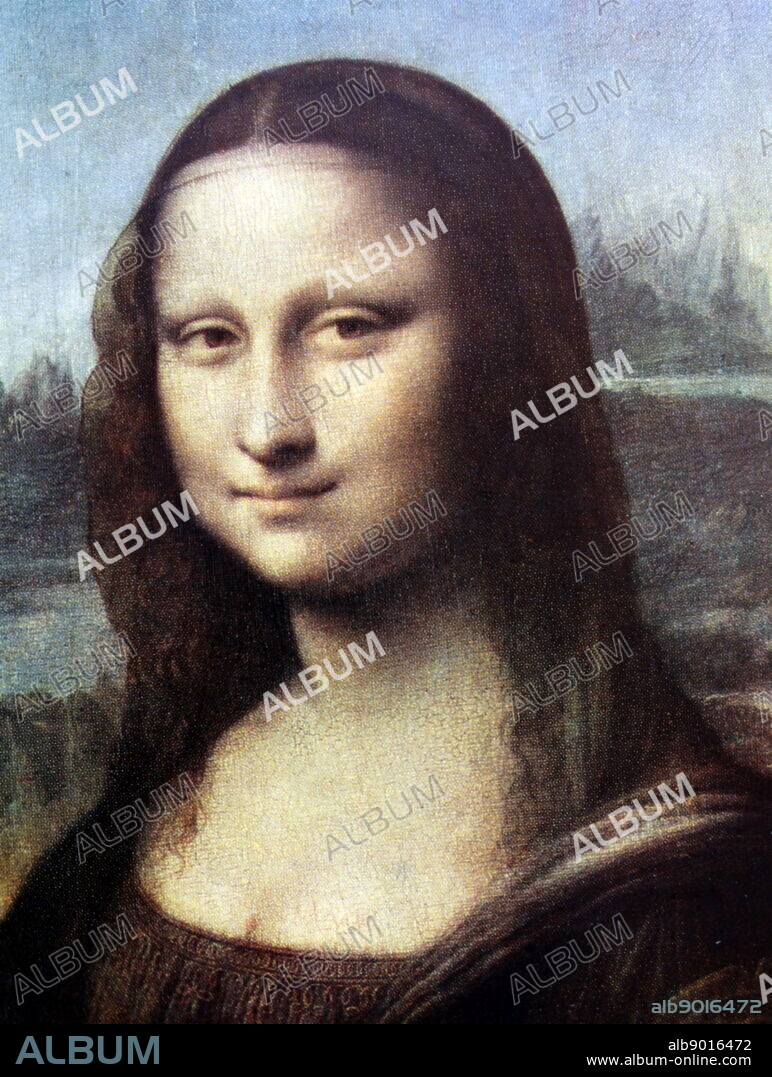 Detail from the Mona Lisa or La Gioconda or La Joconde, by the Italian artist Leonardo da Vinci, 1452 1519. The painting, thought to be a portrait of Lisa Gherardini, the wife of Francesco del Giocondo, is in oil on a white Lombardy poplar panel, and is believed to have been painted between 1503 and 1506.