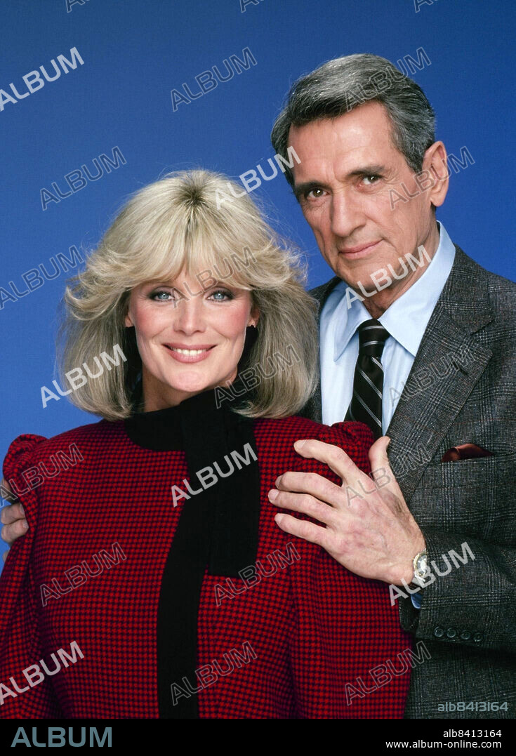 LINDA EVANS and ROCK HUDSON in DYNASTY, 1981, directed by DON MEDFORD, JEROME COURTLAND and PHILIP LEACOCK. Copyright Aaron Spelling Productions.
