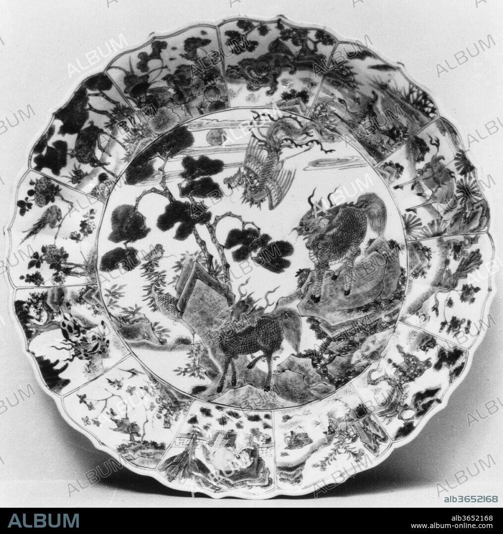 Plate with Phoenix and Mythical Qilin. Culture: China. Dimensions: Diam. 11 in. (27.9 cm). Date: 1678-88.
