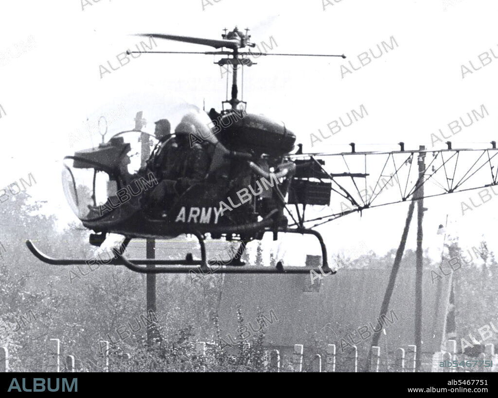 Berlin Wall Photo -  October 1961 - U.S. Army Helicopter Surveys the Work of the Communist Labor Battalions Along the Border .