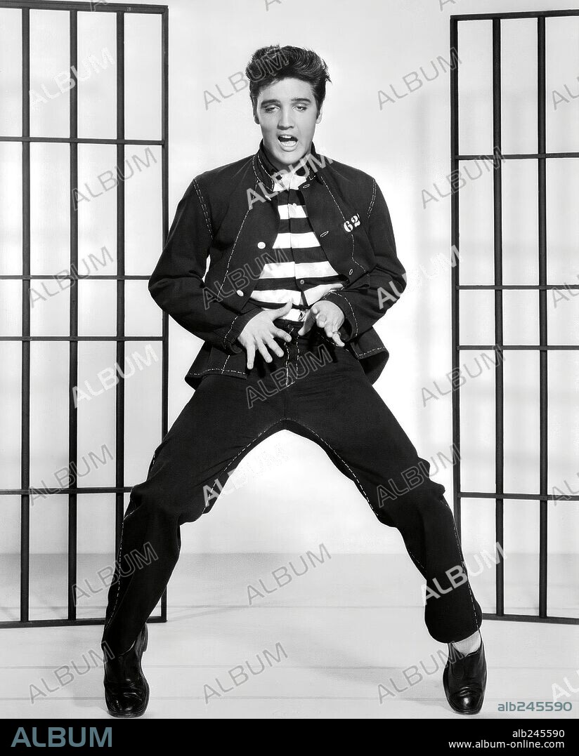 ELVIS PRESLEY in JAILHOUSE ROCK, 1957, directed by RICHARD THORPE. Copyright M.G.M.