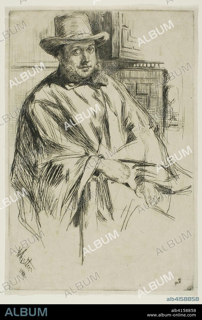 JAMES ABBOTT MCNEILL WHISTLER. Portrait of a Man. James McNeill Whistler; American, 1834-1903. Date: 1860. Dimensions: 227 x 149 mm (plate); 233 x 157 mm (sheet). Drypoint in black ink on ivory Japanese paper. Origin: United States.