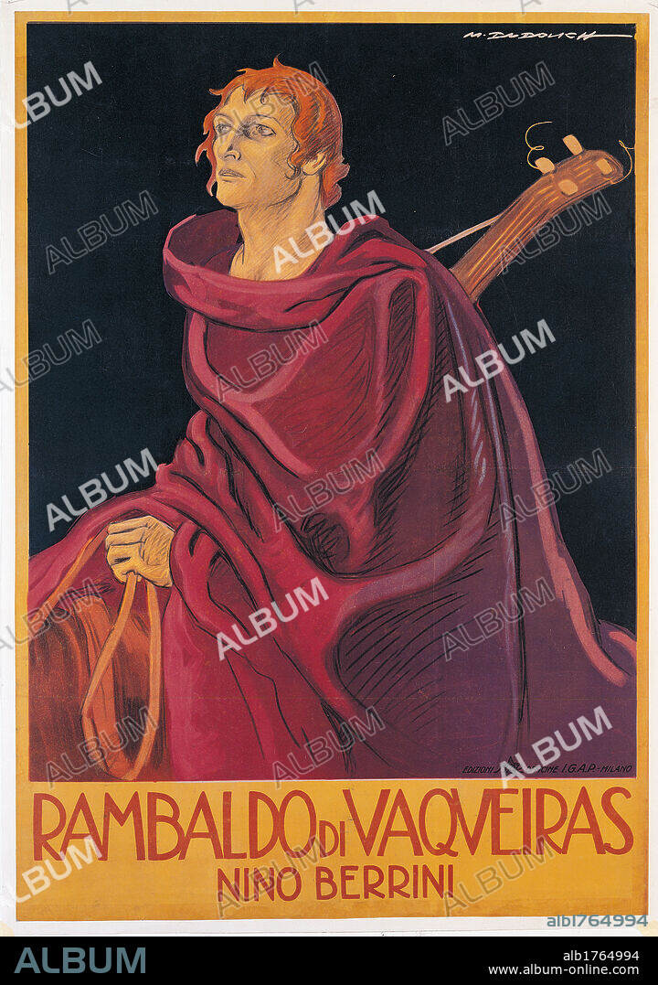 Film poster for Rambaldo di Vaqueros, by Marcello Dudovich, 1921, 20th Century, print, cm 140 x 100. private collection. Film poster Rambaldo di Vaqueros.  Please remember that author's rights have to be cleared for modern and contemporary works of arts.