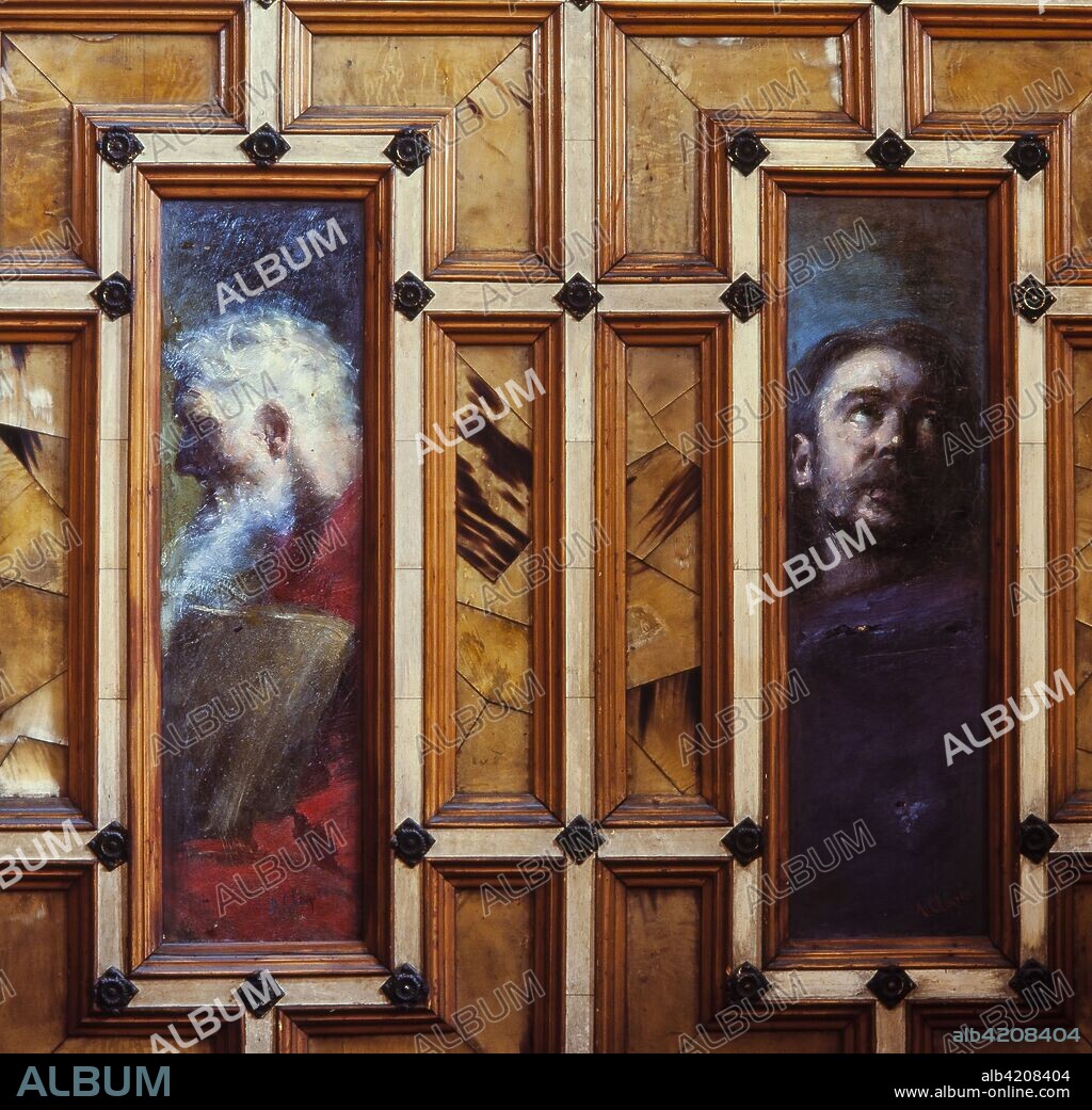 ALEIX CLAPÉS PUIG. Aleix Clapés / Pinturas en puerta de la capilla del palacio Güell de Barcelona, 1888.