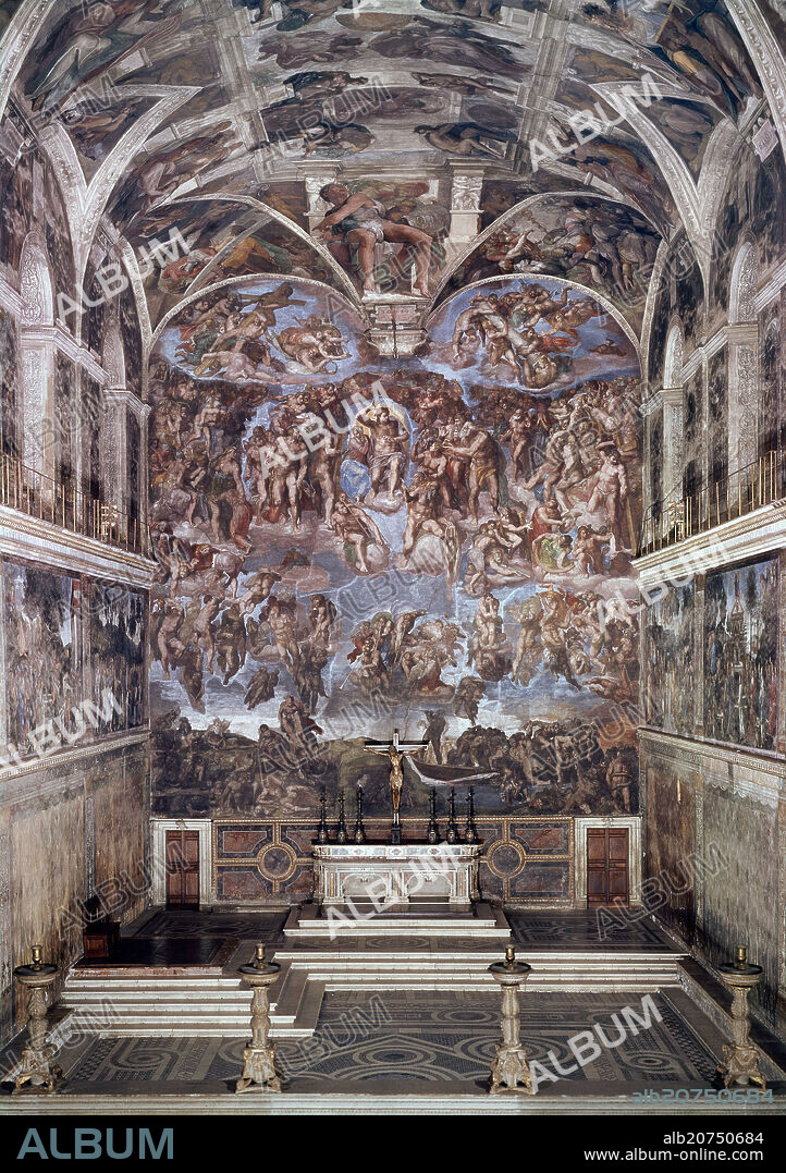 MIGUEL ANGEL BUONARROTI. EL JUICIO FINAL - 1536-1541 - RENACIMIENTO ITALIANO - ANTES DE LA  RESTAURACION.