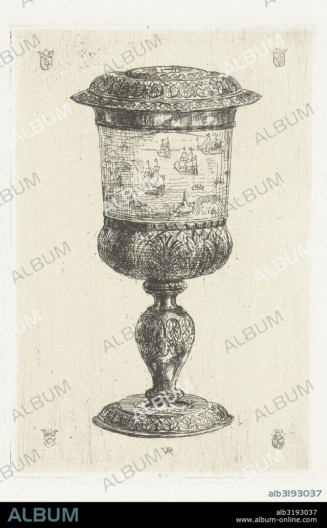 Golden cup with lid, donated to Michiel de Ruyter on the occasion of the Journey to Chatham, 1667.