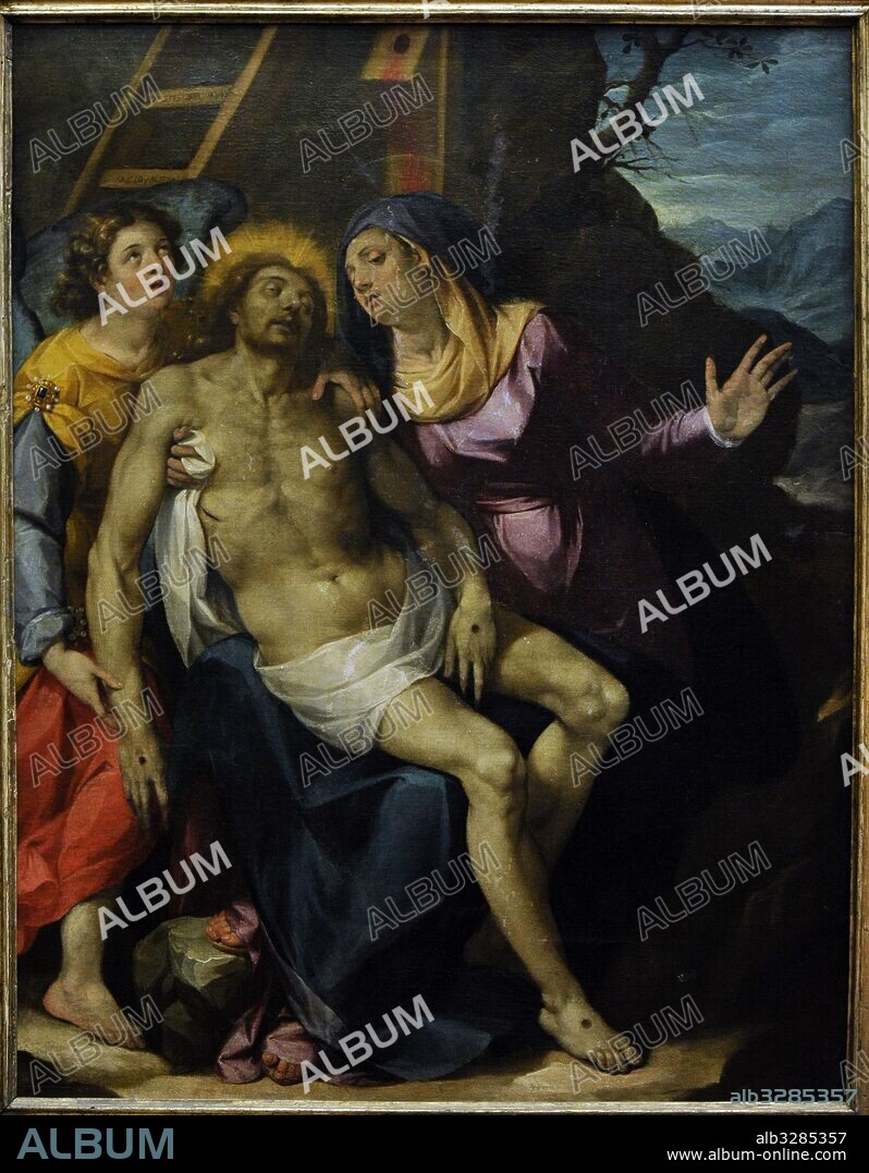 Ippolito Borghese o Borghesi (1568-1627). Pintor italiano del primer barroco. "La Piedad". Fechado hacia el 1603. Museo de Capodimonte, Nápoles. Italia.