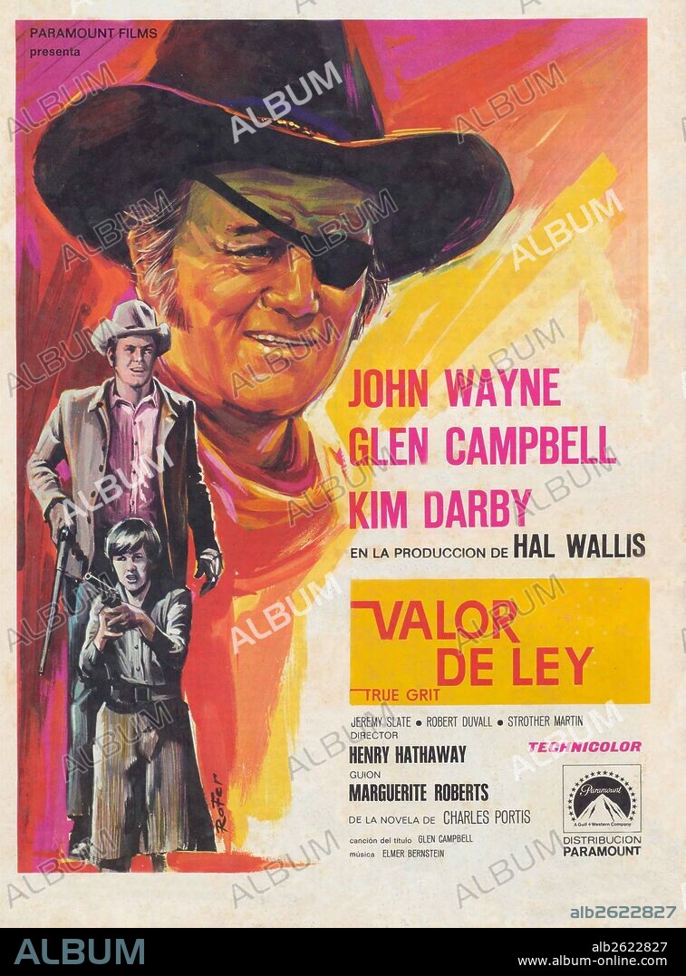Poster of TRUE GRIT, 1969, directed by HENRY HATHAWAY. Copyright PARAMOUNT PICTURES.