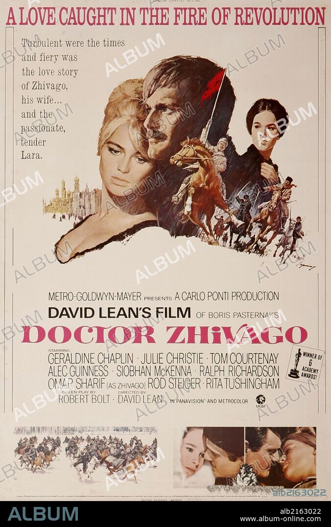 Poster de DOCTOR ZHIVAGO, 1965, dirigida por DAVID LEAN. Copyright CARLO PONTI/MGM.