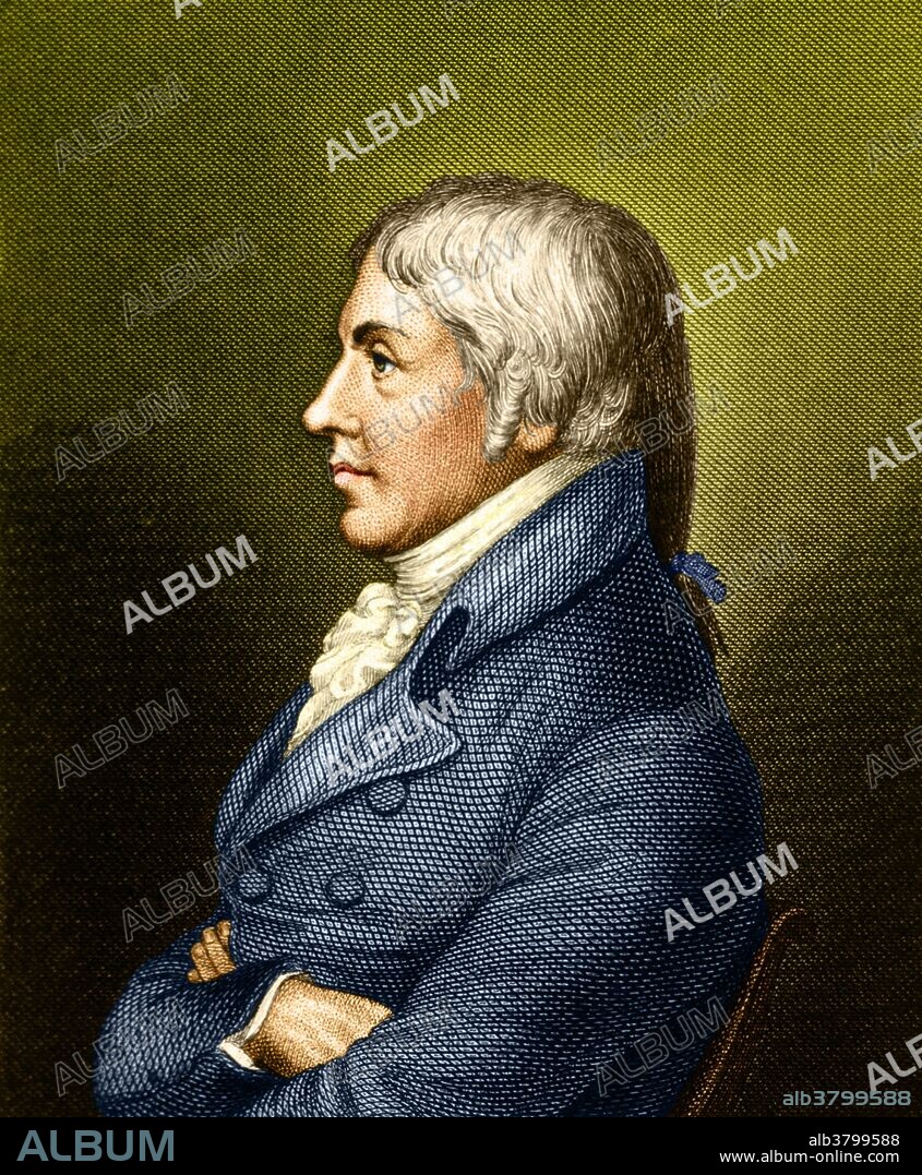Color enhanced portrait of Edward Jenner (1749-1823), English physician and pioneer of vaccination. Jenner coined the word vaccination to describe his use of cowpox inoculation to obtain immunity to smallpox. Folk tales from his native Gloucestershire suggested that dairy hands who had contracted the milder cowpox did not contract the deadlier small pox. Jenner experimented on a small boy by inoculating him with fluid obtained from the blister of a patient with cowpox. He repeated his experiments and in 1798 published his results. The practice of vaccinating against smallpox quickly spread.