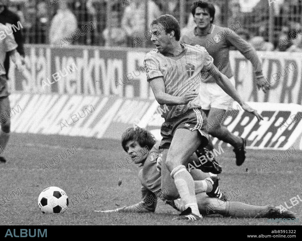 Göteborg 1983-05-29. Tommy Holmgren i EM-kvalet mot Italien på Ullevi. Foto: Jan Düsing / Expressen / TT / Kod: 12. ** AFTONBLADET OUT **.