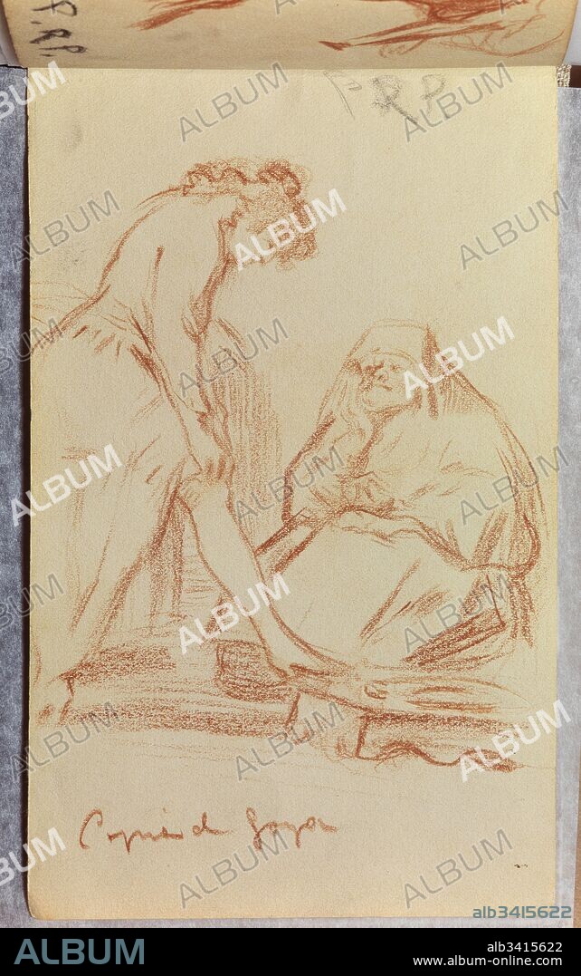 Pablo Picasso, "Bien tirada está", 1898, drawing on paper, 17,3 x 10,6 cm. Copy of the "Capricho" no. 17 by Goya. MBP 111.369.
