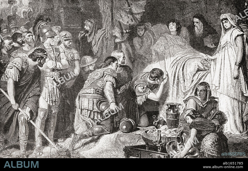 Death of Alexander the Great at Babylon in 323 BC. Alexander III of Macedon 356 to 323 BC. Greek king of Macedon. From the book Harmsworth History of the World published 1908.
