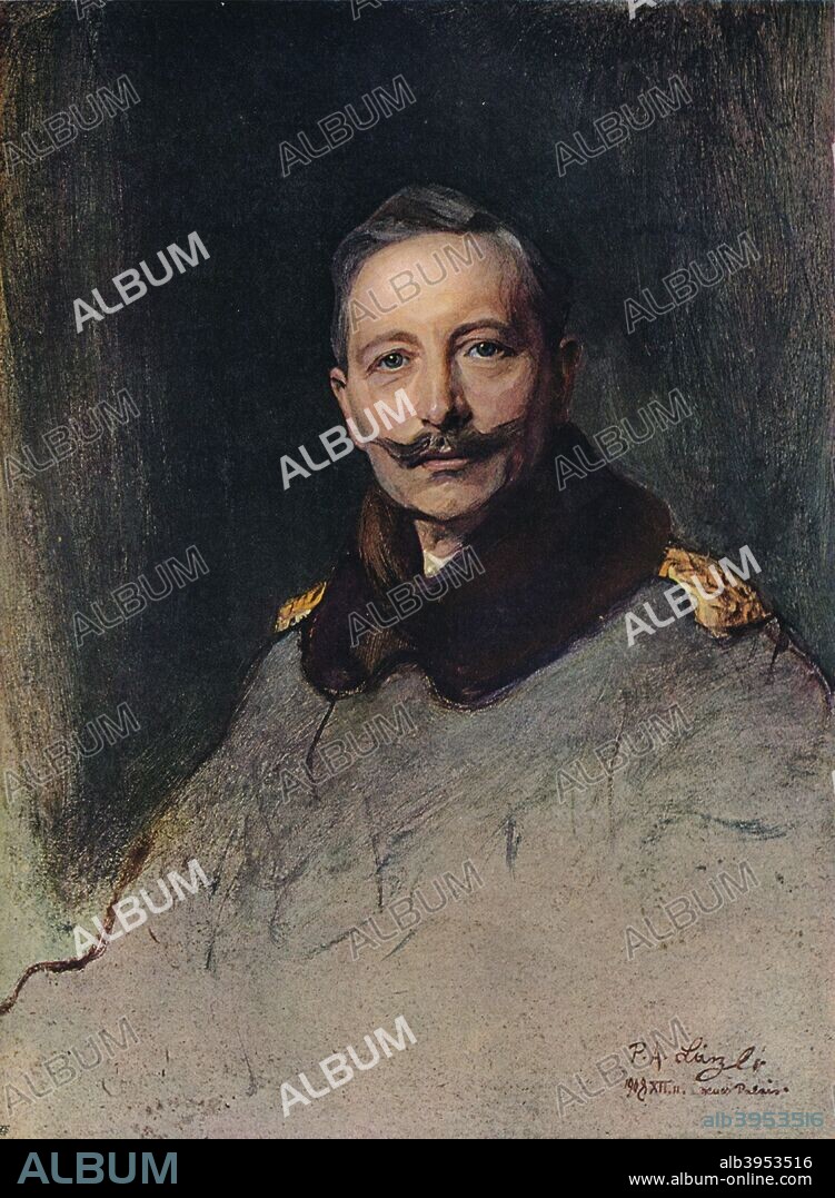 'Portrait of H.I.M. The German Emperor',1908. Wilhelm II or William II (1859?1941), was the last German Emperor (Kaiser) and King of Prussia. From The Studio Volume 47. [London Offices of the Studio, London, 1909].