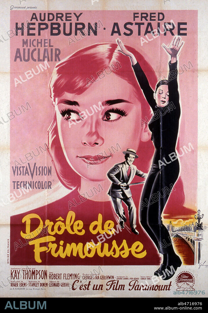 Audrey HEPBURN filmographie: DROLE DE FRIMOUSSE ou FUNNY FACE film de DONE en 1957 . Affiche de cinema. Credit Collection privee PERRON/ Kharbine Tapabor.