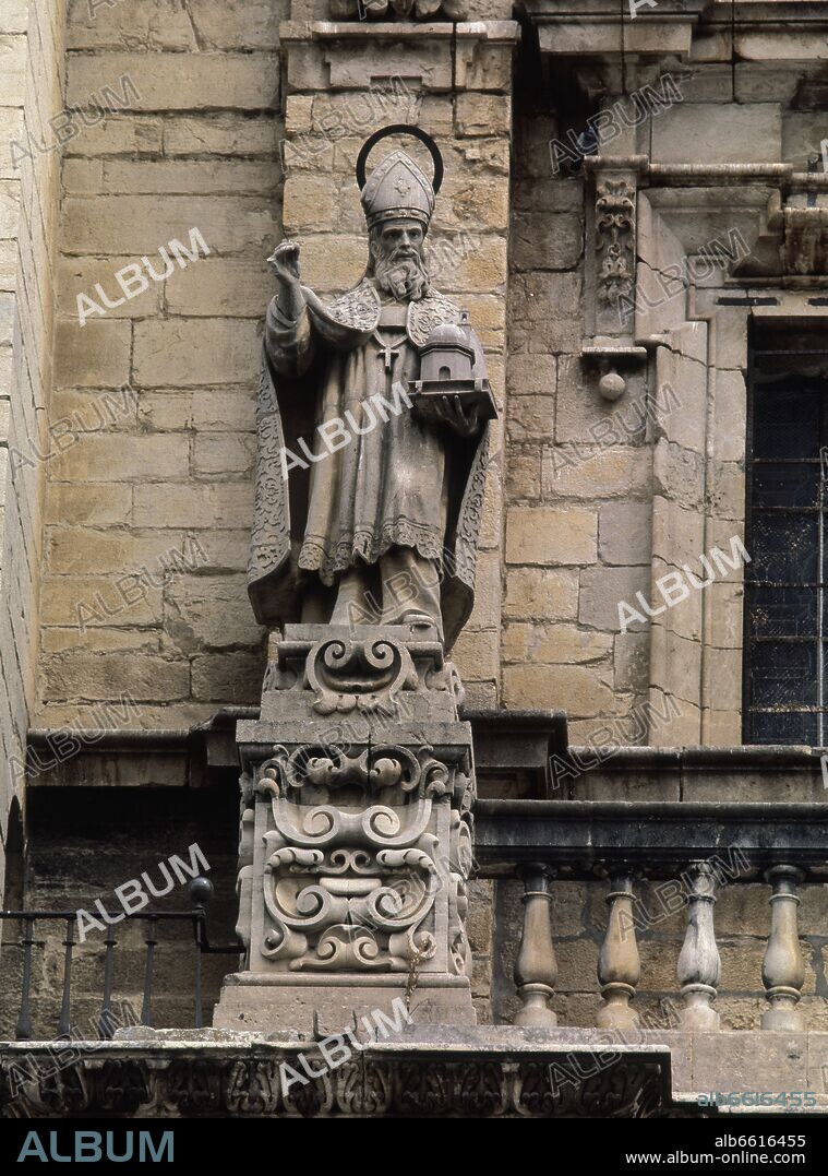 PEDRO ROLDAN (1624-1669). ESCULTURA DE SAN ISIDORO EN LA FACHADA DE LA CATEDRAL DE JAEN - SIGLO XVII - BARROCO ESPAÑOL.