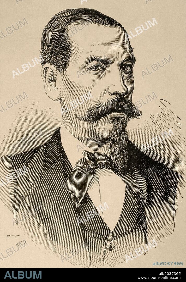 ARTURO CARRETERO Y SÁNCHEZ. CAMPERO, Narciso (Tarija,1815-Sucre,1896). Militar y político boliviano. Ministro de la Guerra con el general Morales (1872) y Presidente de Bolívia en 1880 en sustitución del general Daza, depuesto tras un golpe militar. Grabado por A. Carretero. "La Ilustración Española y Americana", año 1879.