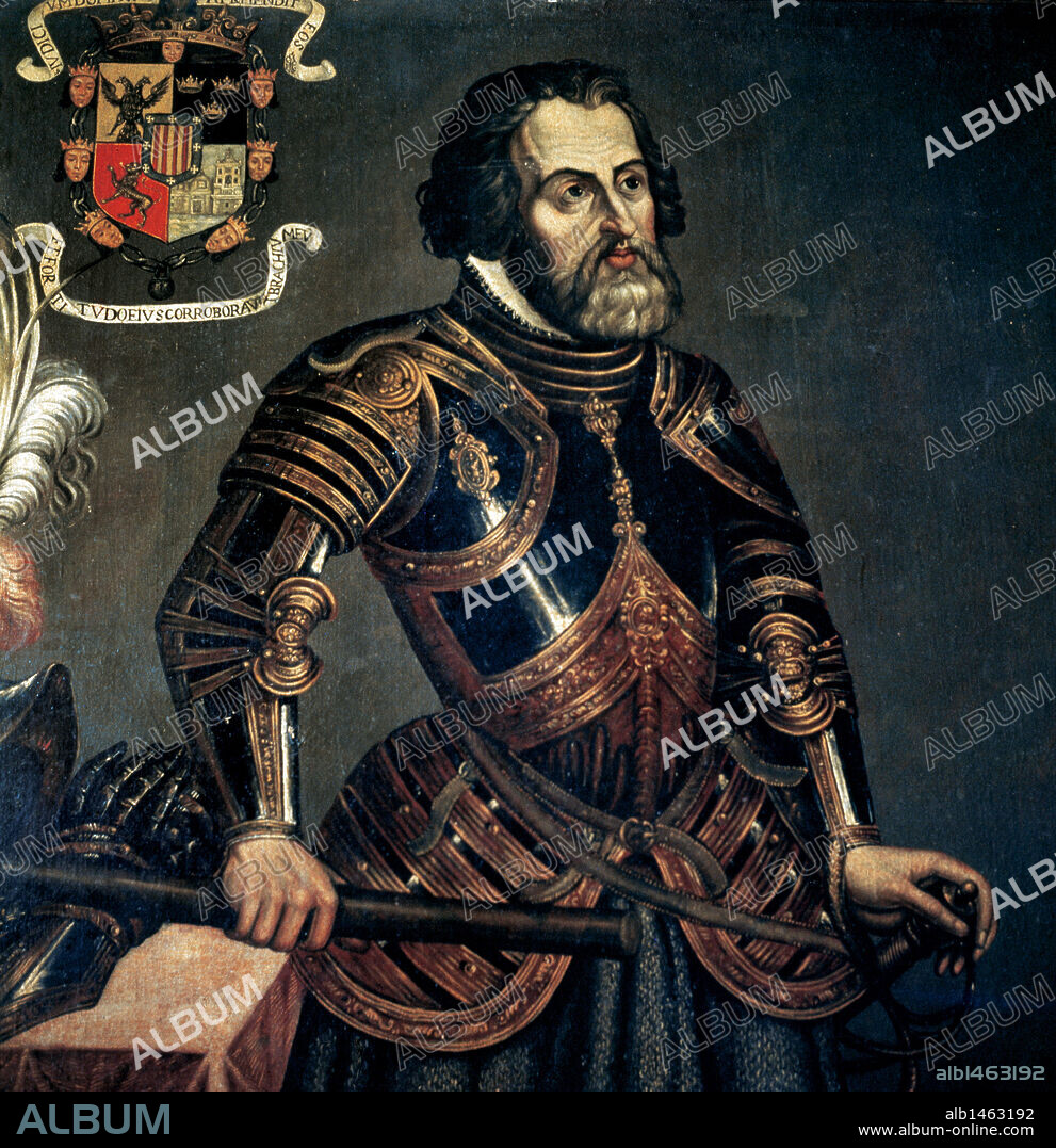 HERNAN CORTES (1488-1547). Conquistador español de México. Nombrado por Carlos V gobernador y Capitán General de México (1522). Retrato anónimo. Hospital de Jesús. México.
