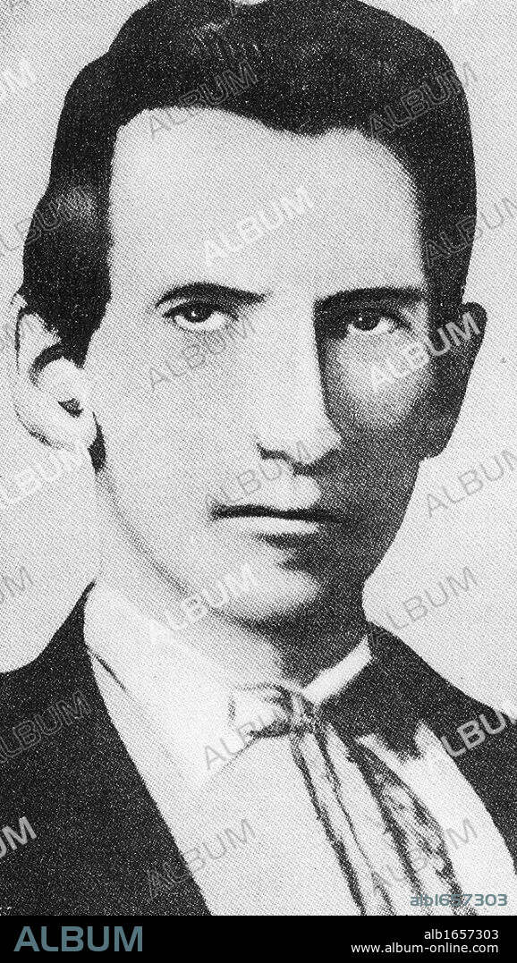 Alexander Franklin  James (1843-1915) known as Frank James, American outlaw and bank robber.  Older brother of Jesse James and member of the James-Younger gang.