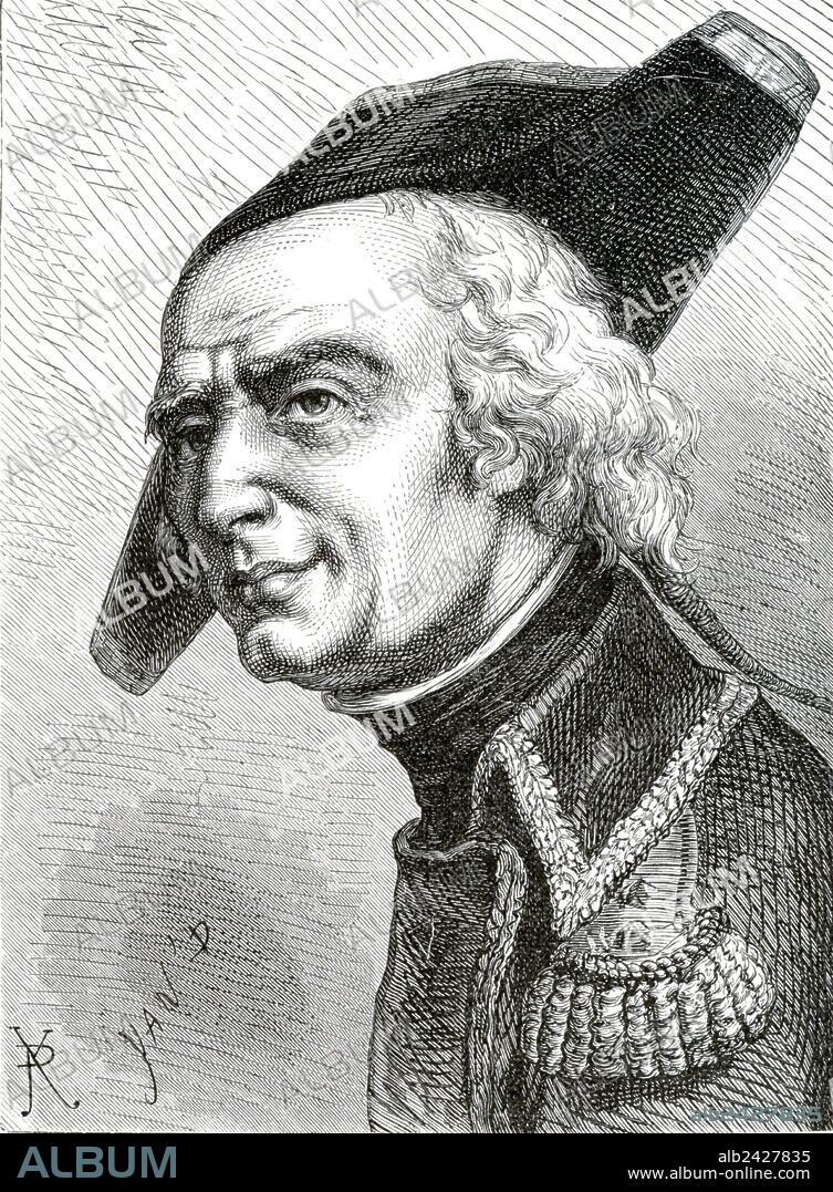 French Revolution- Dagobert Sigismund Count von Wurmser (7 May 1724 – 22 August 1797) was an Austrian field marshal during the French Revolutionary Wars. Although he fought in the Seven Years' War the War of the Bavarian Succession and mounted several successful campaigns in the Rhineland in the initial years of the French Revolutionary Wars he is probably most remembered for his unsuccessful operations against Napoleon Bonaparte during the 1796 campaign in Italy. (illustration by Yan' Dargent 1824-1899).