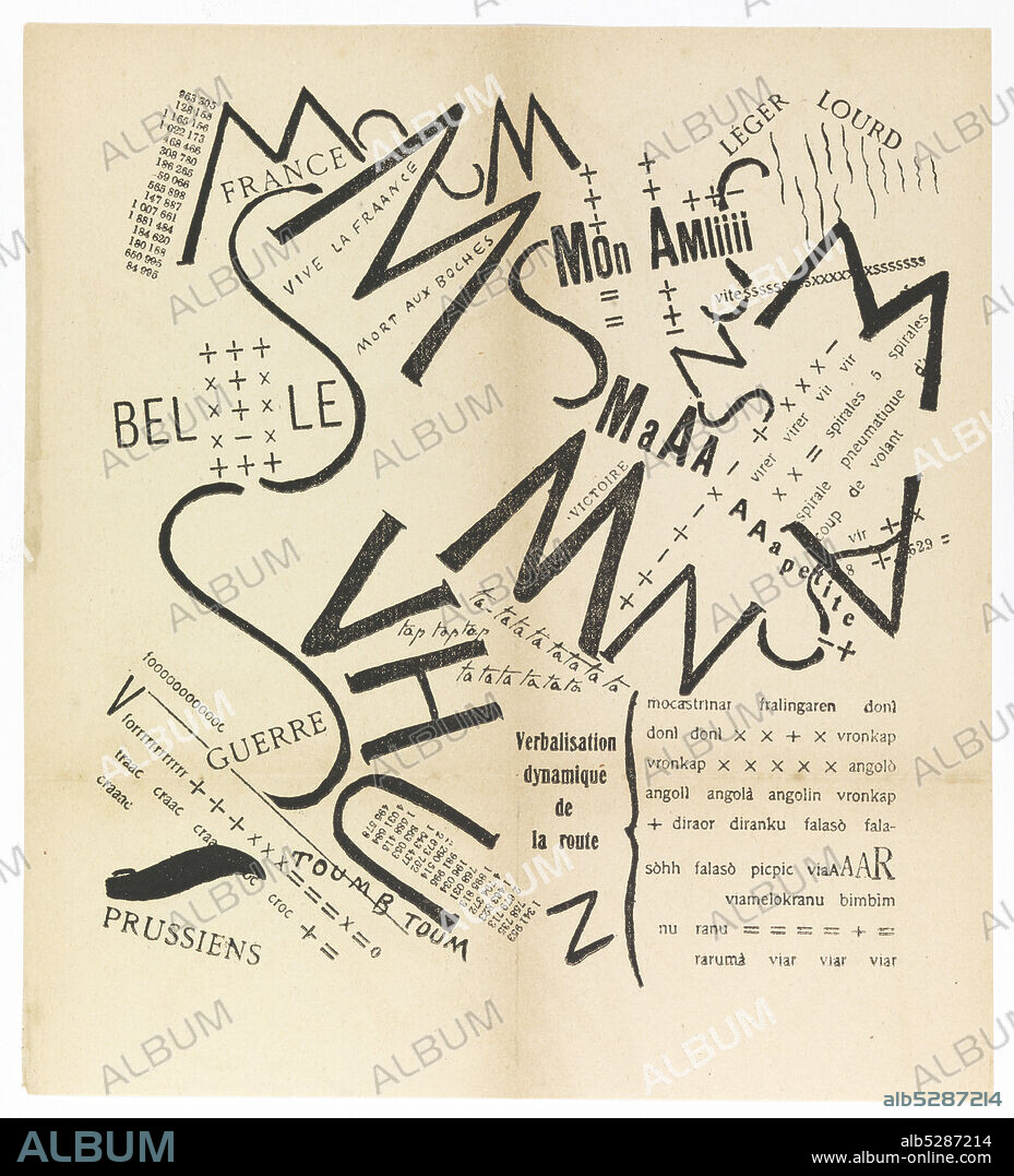 FILIPPO TOMMASO MARINETTI. Parole consonanti vocali numeri in Libertà. (I paroliberi Futuristi).