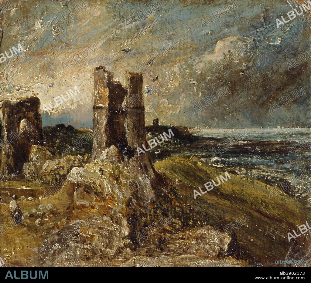 JOHN CONSTABLE. Hadleigh Castle. Date/Period: From 1828 until 1829. Painting. Oil on millboard. 20 × 24 cm (7.8 × 9.4 in).